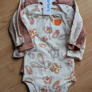 Carter's Floral and Heart Print Bodysuit Set